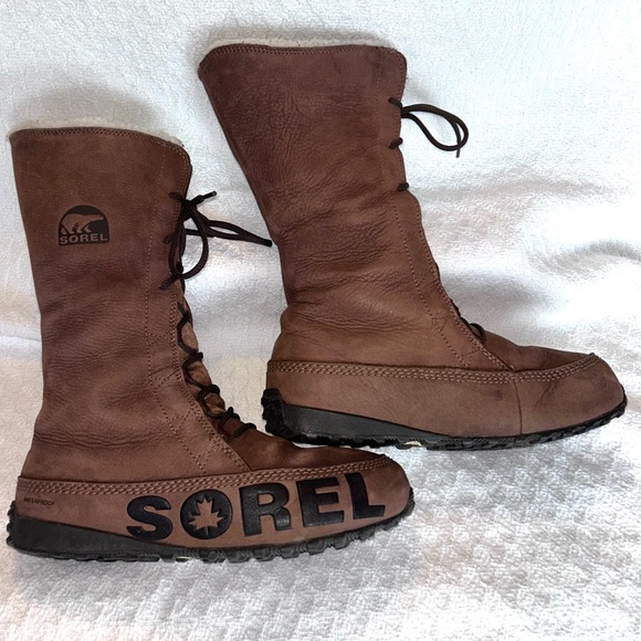 Sorel brown lace-up winter boots women's 8 - Picture 10 of 16